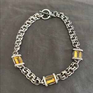Heavy sterling chain and citrine necklace.
